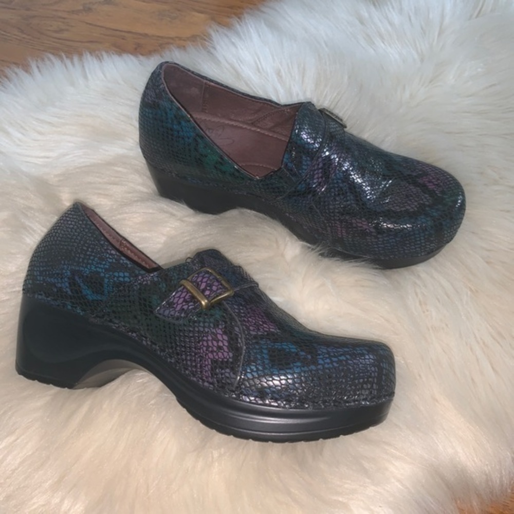Sanita leather‎ comfort snake embossed clogs 36